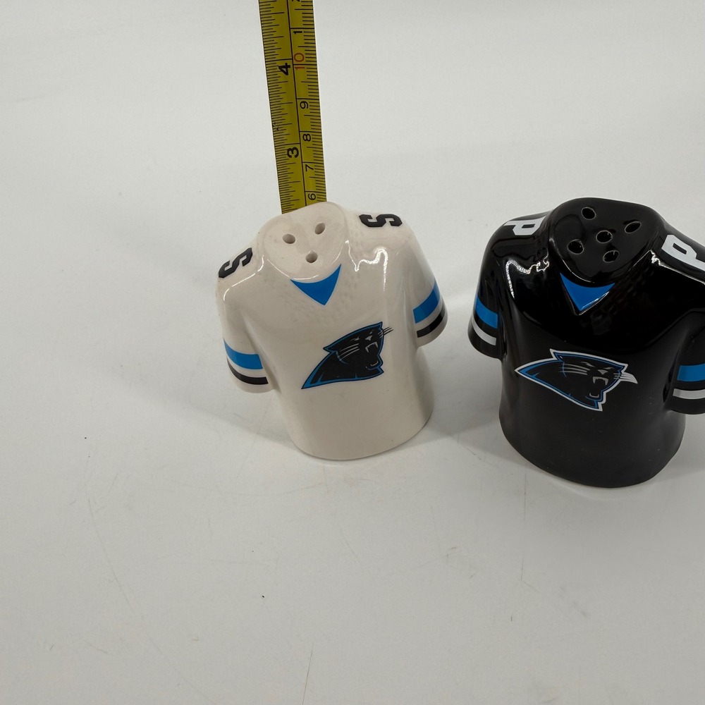 Carolina Panthers NFL Jersey Salt and Pepper Shaker Set Ceramic Black White - Picture 6 of 7